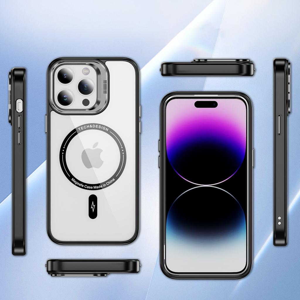 For iPhone 13 Pro 6.1 inch Cell Phone Case Camera Kickstand Anti-scratch Cover Compatible with MagSafe