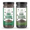 Combo Sămânță Sănătoasă GreenFinity - Semințe de Chia (175 g) Semințe de busuioc (200g) | Bogat în Omega-3, Fibre Alimentare, Antioxidant | Semințe Crude pentru Pierderea în Greutate,