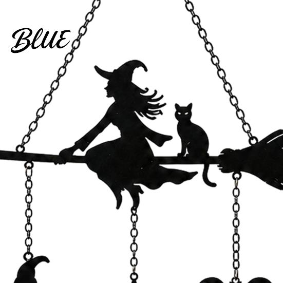 Holiday Party Supplies Halloween Witch Broom Wind Chime, Decorative Hanging Iron Chime Metal Bell for Indoor Outdoor Garden Patio Porch