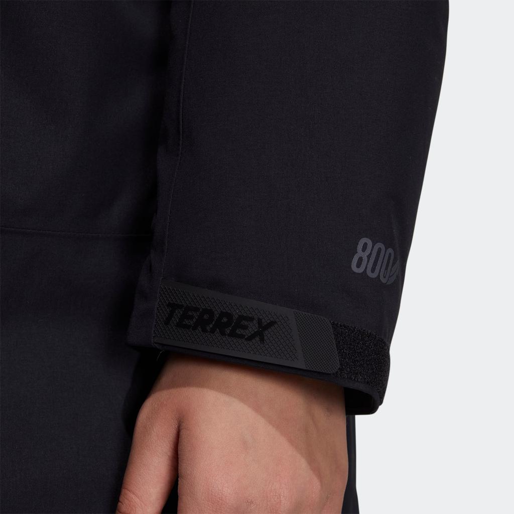 Adidas Terrex W Gtx Gd Jacke Logo-Print Einfarbig Mittellang Kapuzen-Daunenjacke Damenjacke Schwarz HN2001