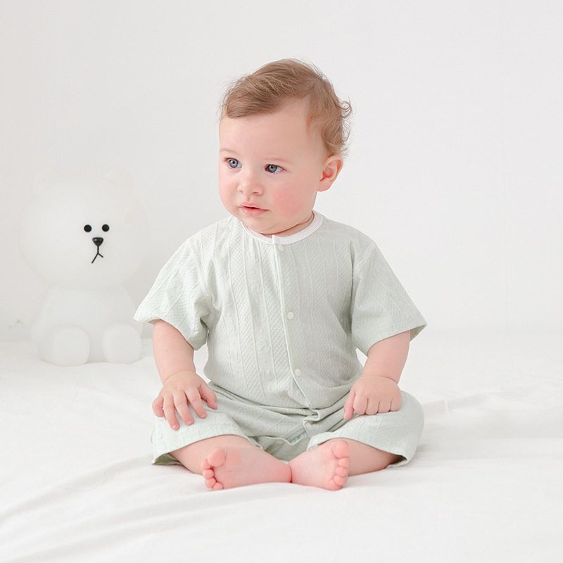 Newborn Baby One-Piece Romper Summer Thin Cotton Jumpsuit Unisex Soft Short-Sleeve Breathable Clothing