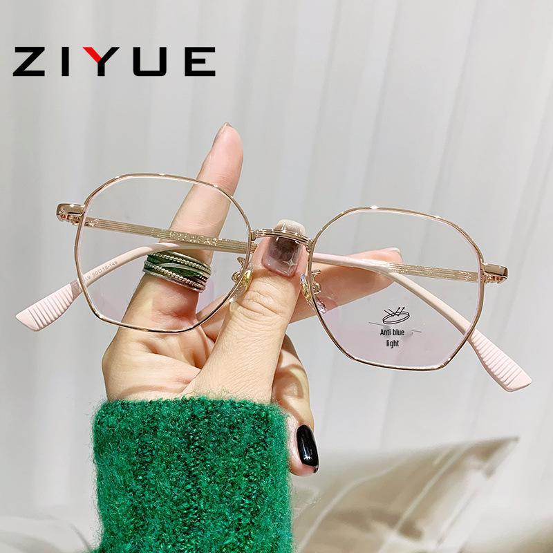 

Элегантная многоугольная оправа для очков с защитой от синего света по рецепту для женщин - Золотая проволока