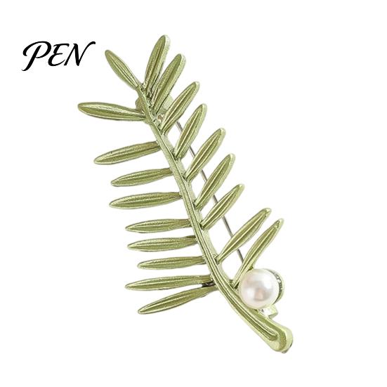 Plants Lapel Accessory Faux Pearl Leaf Brooch for Women, Vintage Theme Pin, Nature Inspired Clothing Jewelry Wedding Party Prom Women