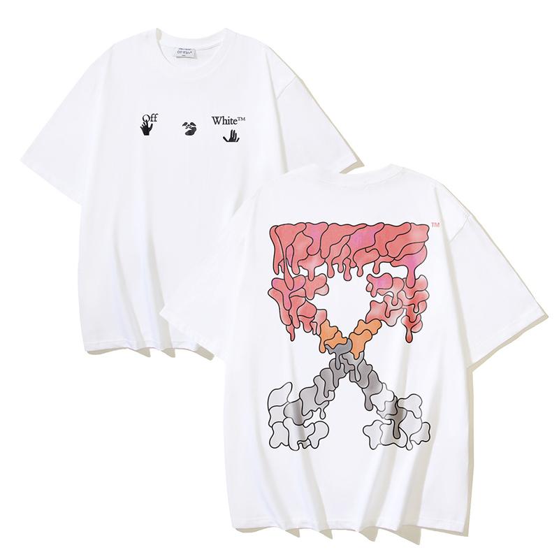 Off-White 2025 Sommer Neu OW Auflösender Pfeil Schmelzend Bedrucktes Kurzarm-T-Shirt für Männer und Frauen