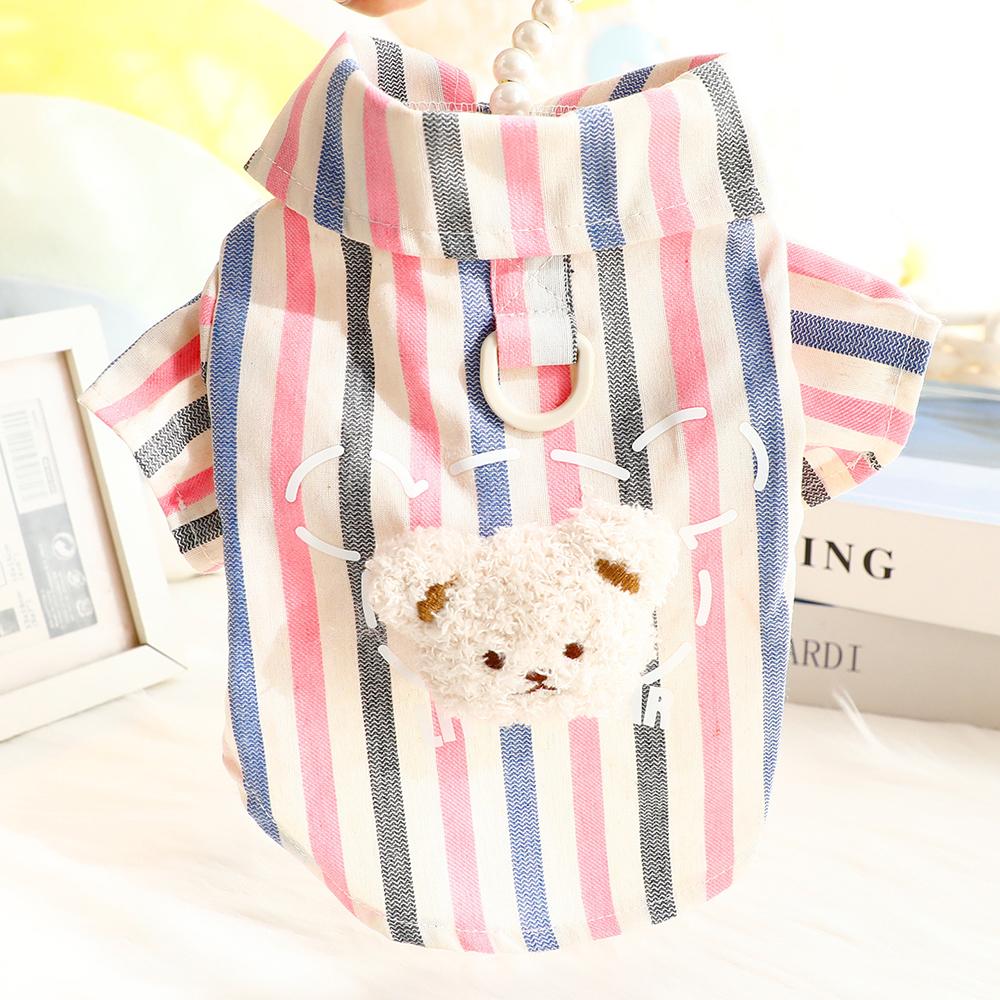 Newest Puppy Dog Striped T Shirt with Buckle Autumn Summer Pet Clothes for Small Dogs Chihuahua Pinscher Shirts mascotas Vest