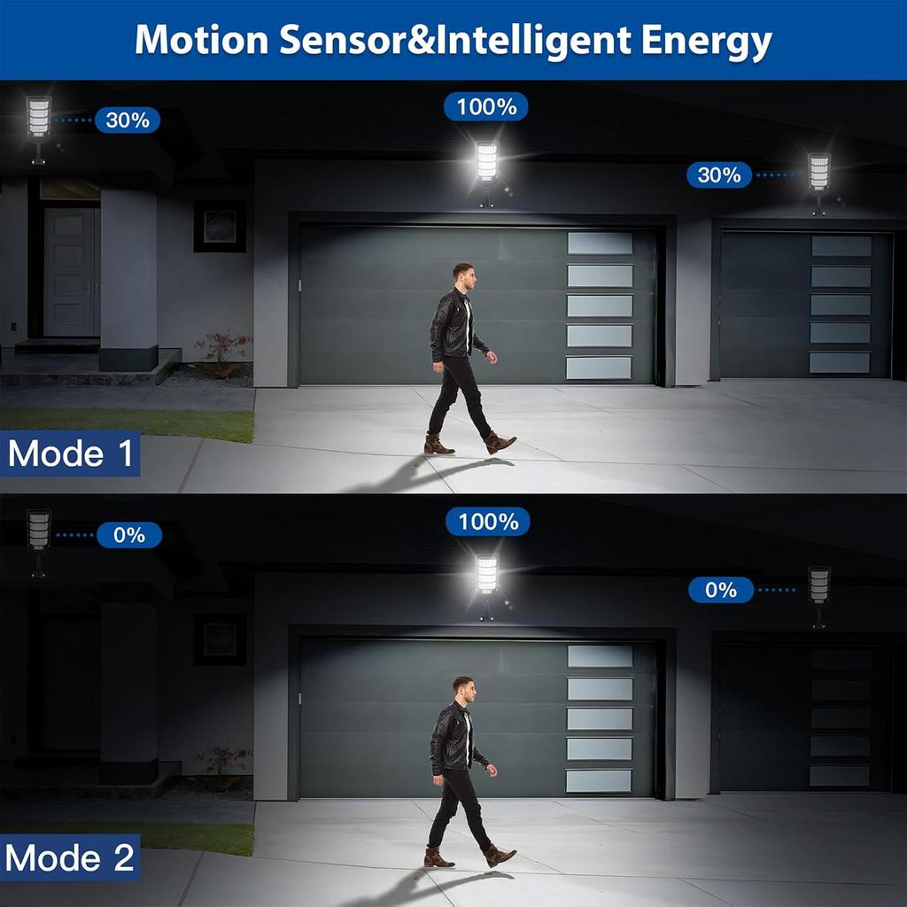 1 Pack Solar Street Light Outdoor Waterproof 6500K LED Solar Motion Sensor Light Outdoor Dusk To Dawn Flood Light Remote Control