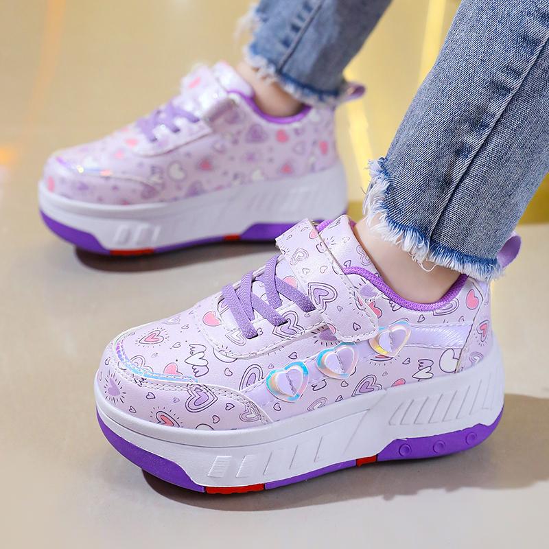 TUINANLE ბავშვთა როლიკები მოდური გარე სპორტული ფეხსაცმელი ახალი LED განათებიანი ფეხსაცმელი საყვარელი საბავშვო კედები გოგონასთვის