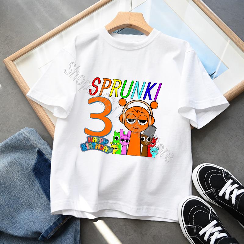 Bumbac 100% Sprunki Incredibox Haine pentru copii Băieți Fete Tricou petrecere de aniversare Joc de desene animate Imprimare grafică Mâneci scurte Topuri confortabile