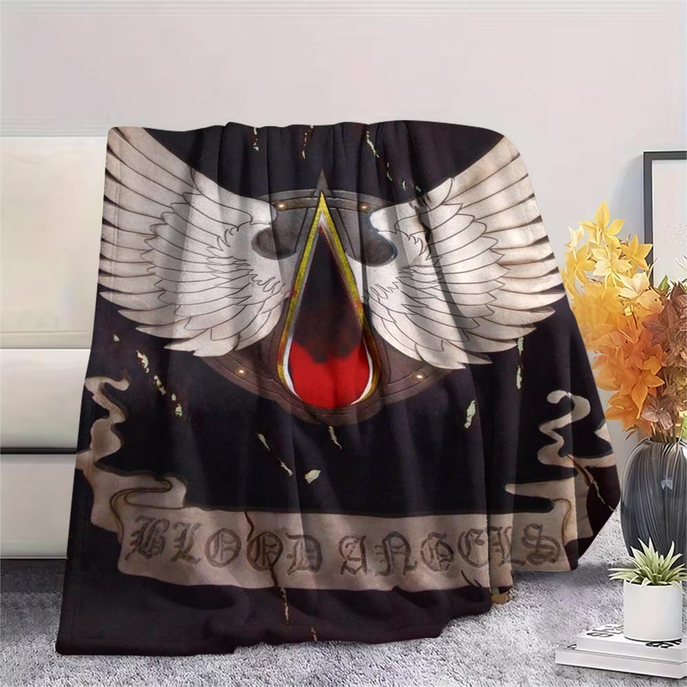 1Pc Blood Angels Cool Print Flannel Blanket, High Quality Comfortable for All Seasons, Home Decor, Warmth and Comfort, Perfect for Christmas Gifts 09