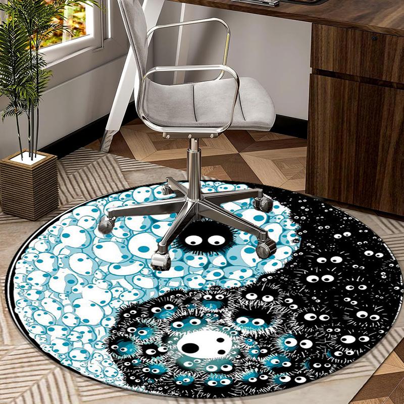 Yin-yang Mandala Design round carpet Chair cushion Round Entryway Rug, Soft Round Rugs for Living Room, Bedroom, Circle Carpet decor gifts