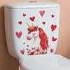 Cute Unicorn with Love Hearts Toilet Seat Sticker Bathroom Decor Magical Removable Waterproof Decal