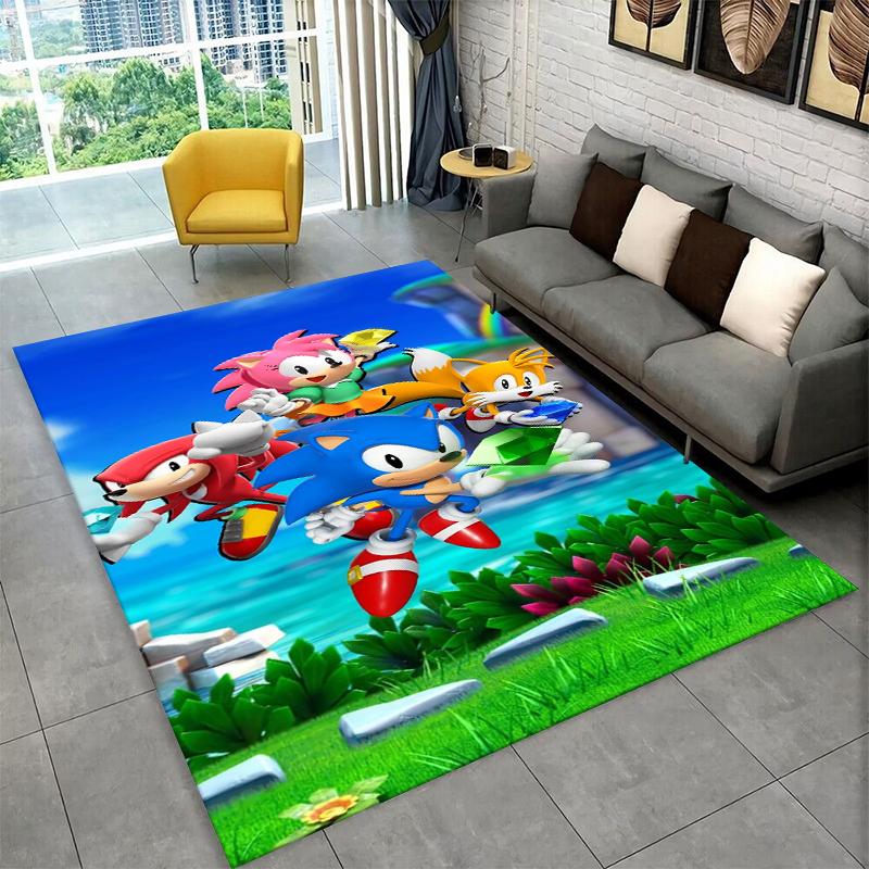 Classic Game S-Sonic Cartoon Non-Slip Area Rug for Living Room,Bedroom,Playroom,Soft Carpet Floor Mat Home Decor Rug Kids Room