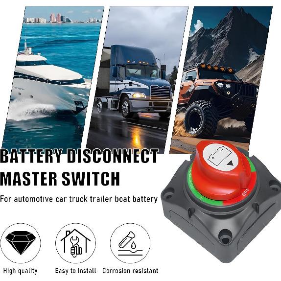 Battery Disconnect Switch, 12V-48V Power Isolator 1-2-Both-Off Switch, Waterproof Dual Battery Switch for Marine Boat Car RV ATV UTV Vehicles,