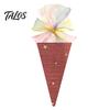 Childrens Treat Holder Ice Cream Cone Shaped Bag for Kids, Triangle Fabric Candy Kindergarten Graduation Present with Ribbon Bow Holiday, Birthday,