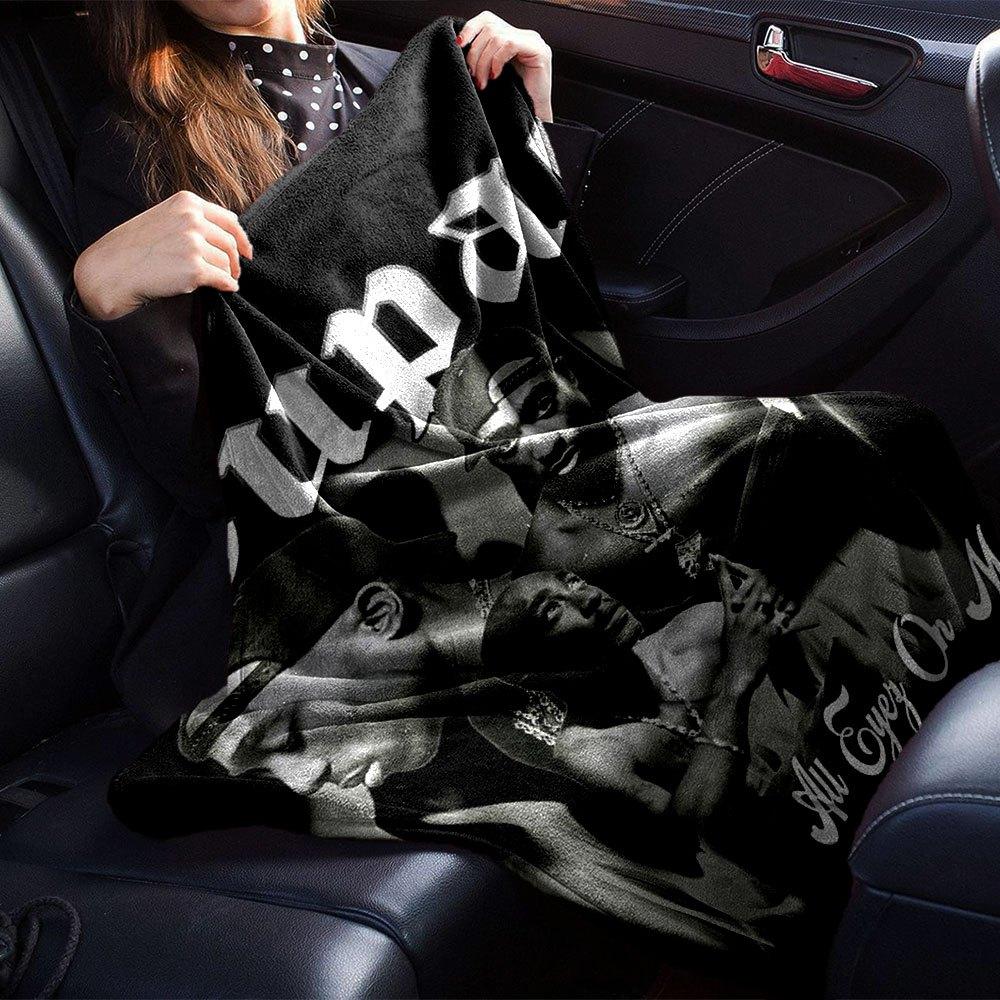 1pc 2Pac Hip Hop Blanket Soft Lightweight All Season Multi Purpose Throw for Sofa, Bed, Office & Picnics, French Style with Iconic Album Art & Quotes
