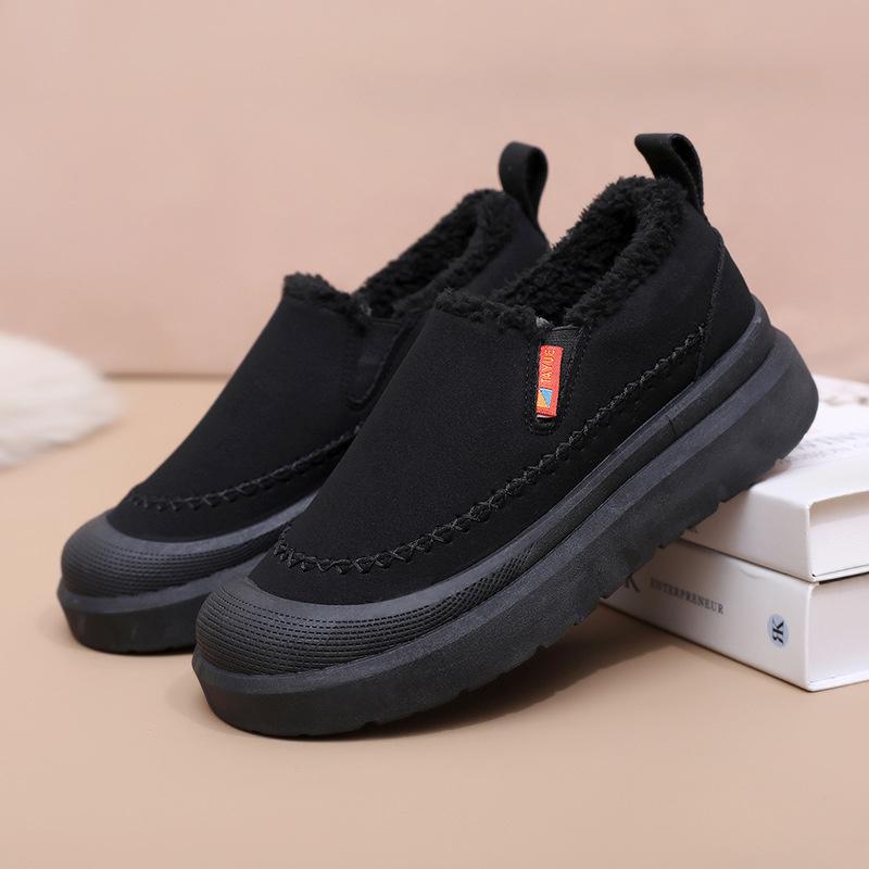 2025 Мода Новая Зимняя Теплая Обувь для Женщин Мягкая Подошва Снятие Усталости Флисовая Подкладка Утепленные Снежные Ботинки Зимняя Повседневная Обувь для Бега 41 чёрный