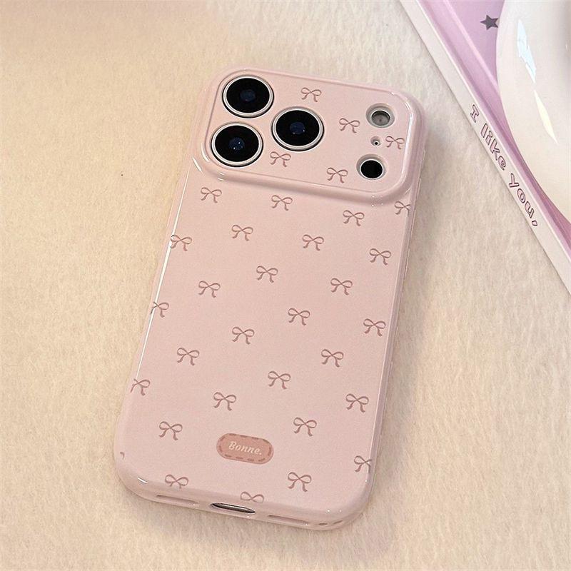 

Large Window Pink Heart Bow Soft Case for Apple 17 Pro Max, Full Coverage for 16, 15, 14, 13 Apple 16