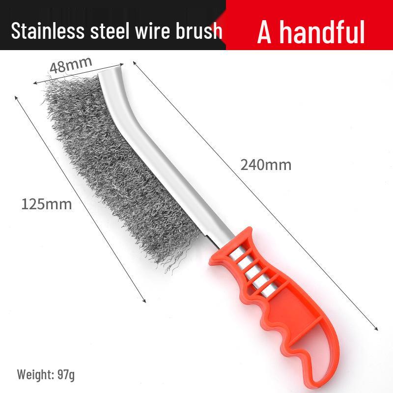 Stainless Steel & Copper-Plated Wire Brush with Plastic Handle for Rust Removal and Grill Cleaning
