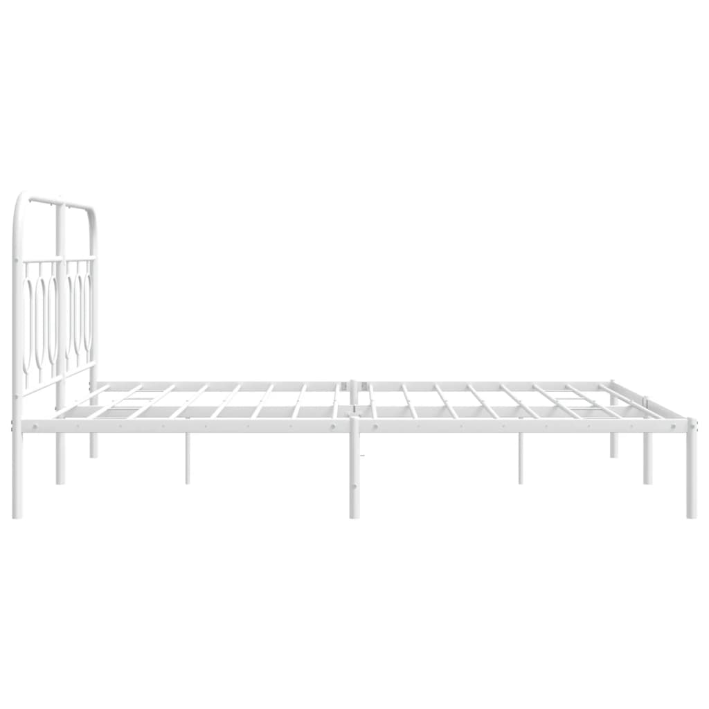 Metal Bed Frame with Headboard White 135 x 190 cm