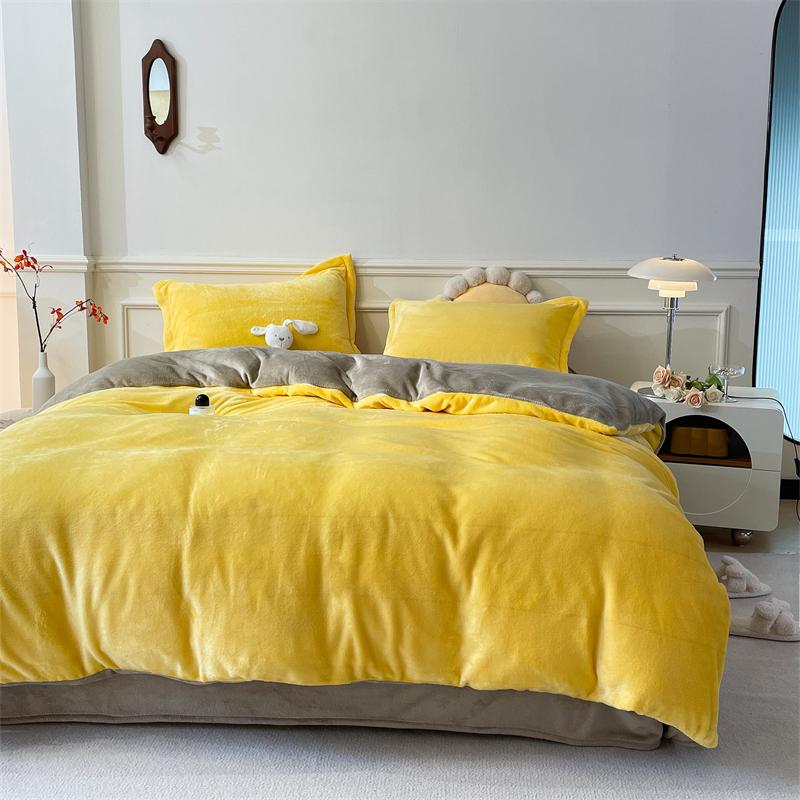 

Solid Color Milk Velvet Duvet Cover Autumn and Winter Warm Reversible Thick Bedding Gray and Blue Quilt Cover Without Pillowcase Single 150x200cm 1pc