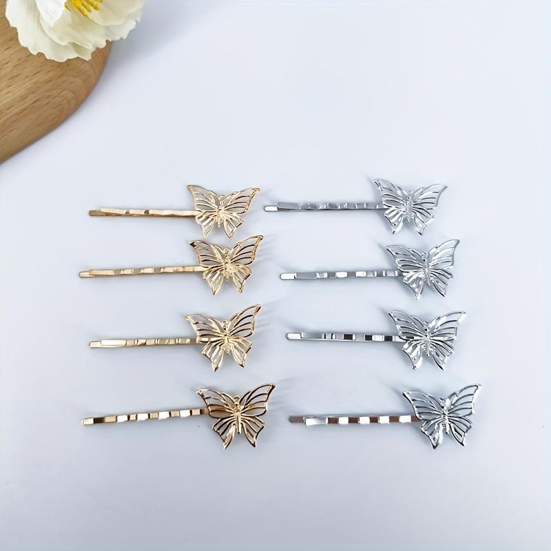 A Pack of 4 Hollow Butterfly Hairpins, Each Measuring 2.56 Inch