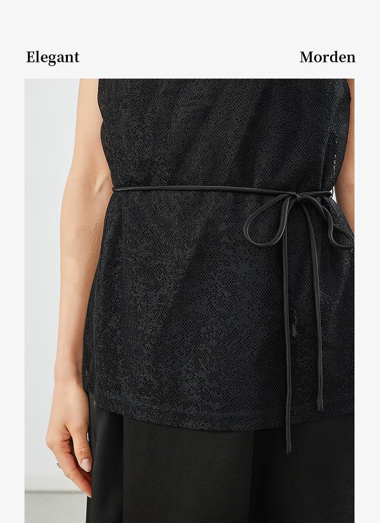 Summer New Style Fashion Style Lace Irregular Waist Sleeveless Two piece Dress Set