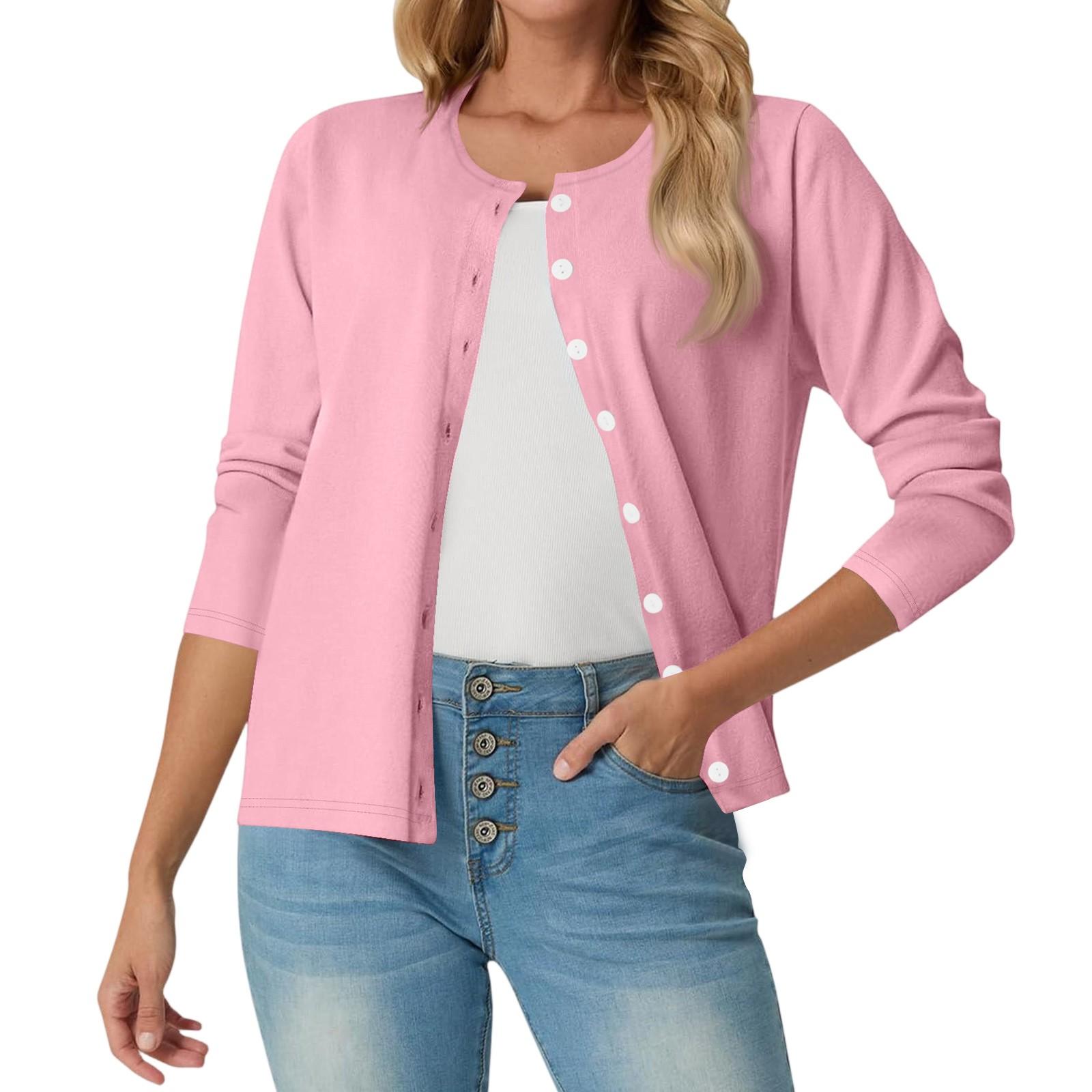 Niubiplus Damesmode Casual Comfortabel Effen Kleur Vest Jas L roze