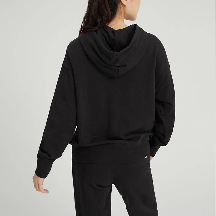 Puma Solid Color Zip-Up Hooded Casual Jacket Women Jackets Black 676654-01