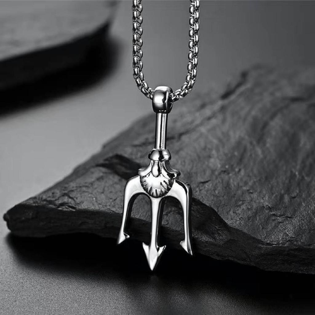 Trident Pendant Ancient Greek Mythology Necklace for Women Stainless Steel Jewelry Gift