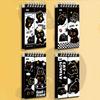 Caderno de Vocabulário Gato Preto Portátil Tamanho de Bolso Mini Caderno Espiral com Argolas Livro de Palavras para Estudantes