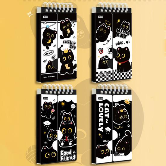 Caderno de Vocabulário Gato Preto Portátil Tamanho de Bolso Mini Caderno Espiral com Argolas Livro de Palavras para Estudantes
