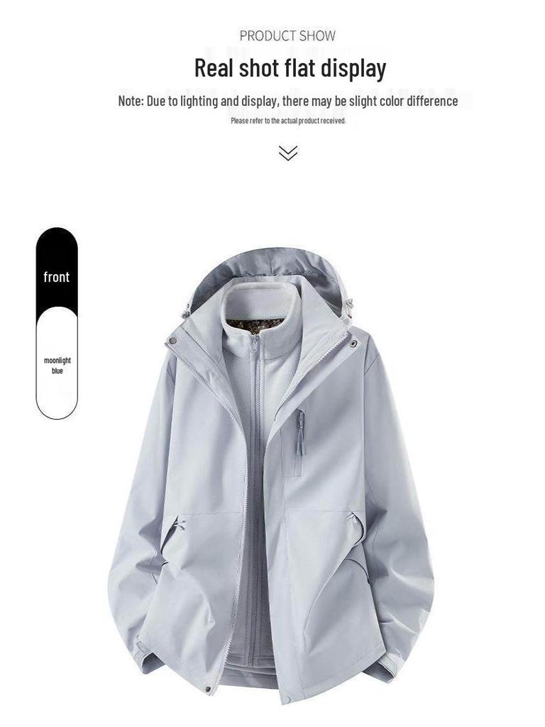 Three-in-One Expedition Jacket: Custom Winter Workwear with Logo Printing, Team Cotton Jacket, Plus Velvet Thickened.