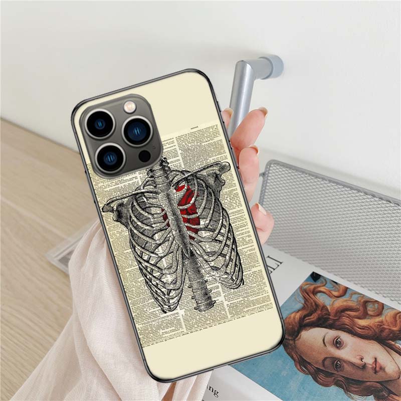 Medical Human Organs Brain Meridian Kidney Phone Case For Apple Iphone 16 15+ 17 Pro Max 14 Plus 16E Air 13 12 Mini Clear