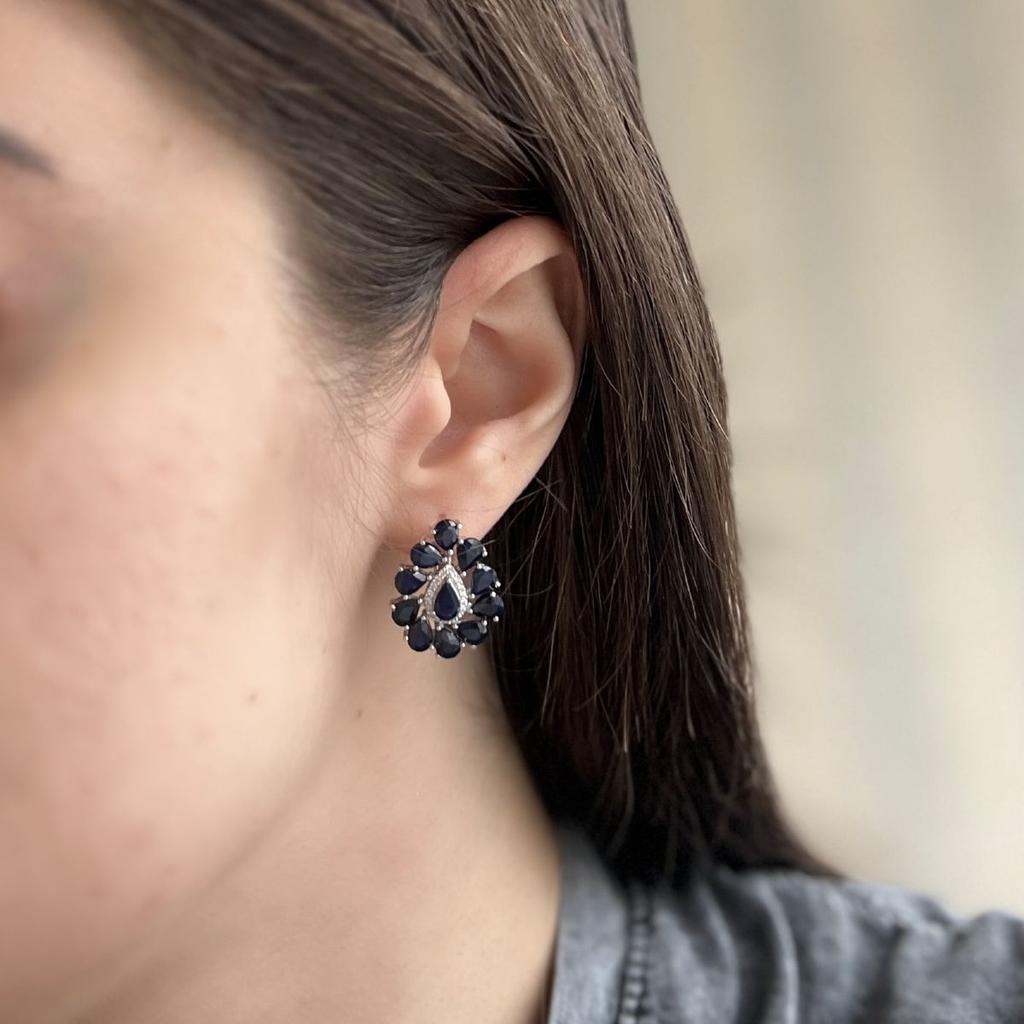 Silver Earrings with Natural Sapphire 9.918ct (2150534)