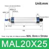 1Pcs 16/20/25/32/40mm Cylind Bore Pneumatic Air Cylinder Double Compressed 25/50/75/100mm Strok MAL Cylinder Aluminum Alloy
