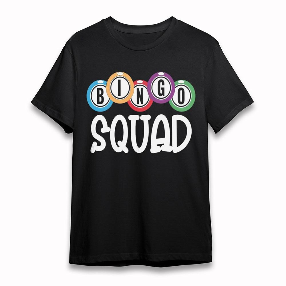 

Men s Trend Classic T-Shirt Bingo Squad Graphic Tee Black Cotton Short Oversize 4XL
