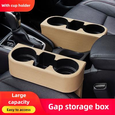 Car Leather Cup Holder Tray Side Pocket for Benz Genesis Sorento Santa Fe Palisade Grandeur Gap Car Cup Holder