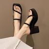 Retro high sense late evening breeze gentle fairy shoes 2025 new summer Internet celebrity black thick high heel sandals women