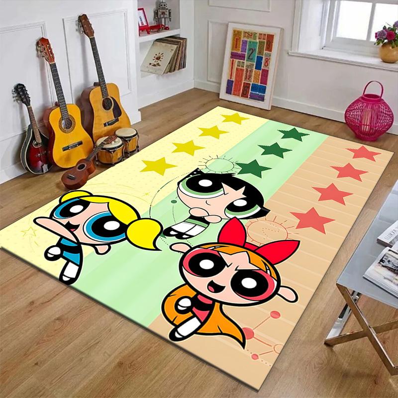 1pc Powerpuff Design Printed Area Rug Carpet for Bedroom Living Room Home Decor Rugs Mat Non Slip Mat Rug for Bedside