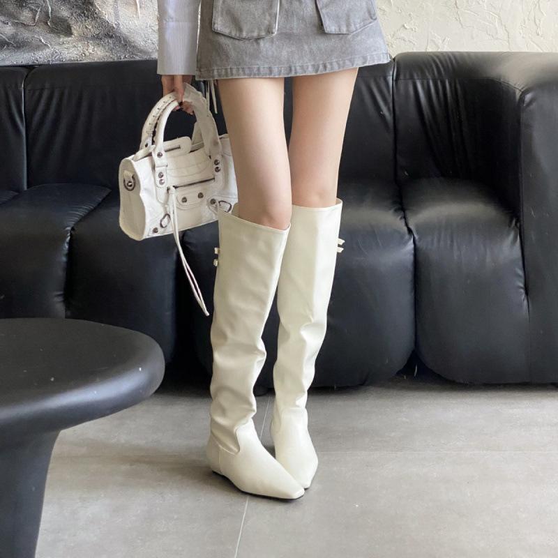 Boots Women's Tall Over Knee Boots 2025 New Autumn and Winter Women's Boots Thick Heel Boots Large Boots Pleated Stacking Boots