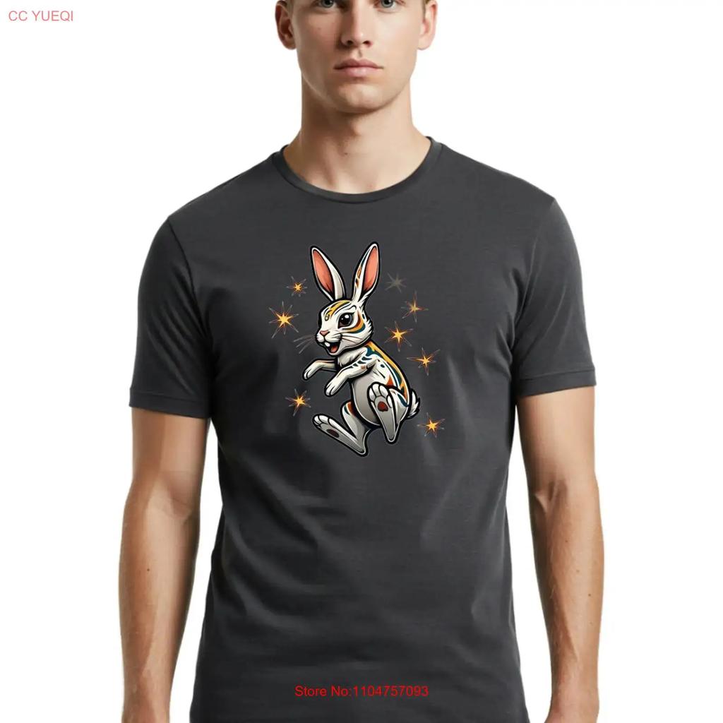 Starry Rabbit Unisexs T Shirt 100 Cotton Casual Summer Wear Vintage Comfortable Slightly Top For Everyday Wear Unisex