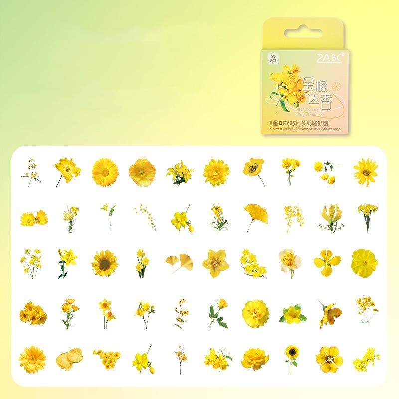 

50 шт. набор наклеек Flower Fall PET с изображением зеленых растений, декоративная наклейка для заметок, домашний дневник, книга, сделай сам, искусство