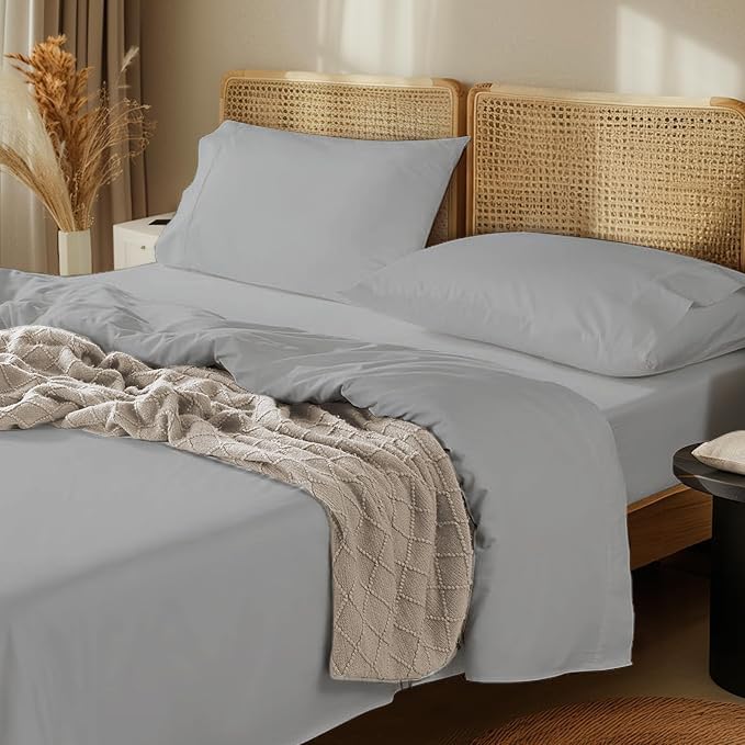 Silentnight Queen Size 4-teiliges Bettwäsche-Set Hotel Luxus Glatt & Weich Bettlaken 100% Ägyptische Baumwolle 800 Fadenzahl Bettlaken 26 Zoll Tiefe Tasche