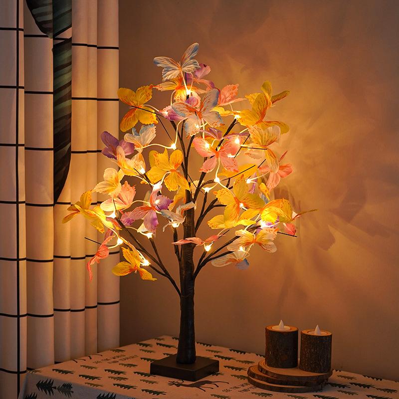 Tabletop Bonsai Tree Light Butterfly Lamp DIY Artificial LED Night Lights for Bedroom Desktop Party Decor