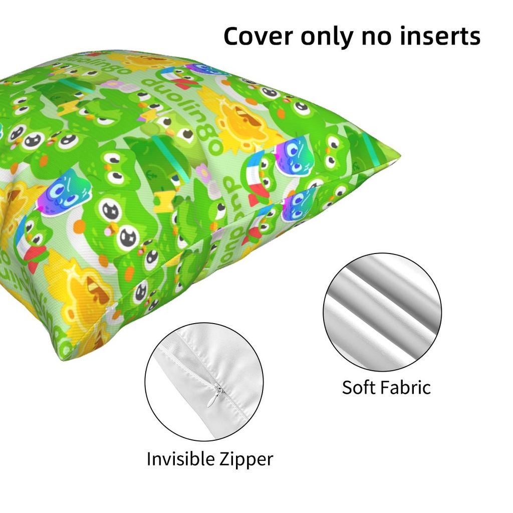 Duolingo Owl Duo Square Pillowcase Pillow Cover Cushion Decor Comfort Throw Pillow for Home Living Room