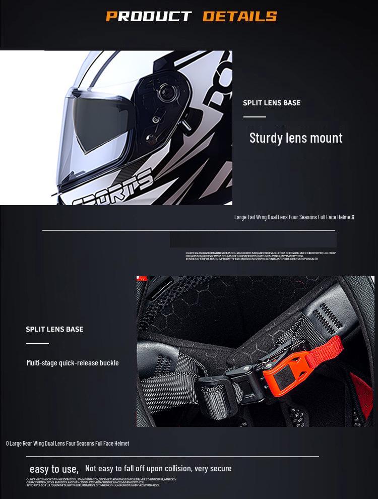 In-Stock Full-Face Double Lens Motorcycle Helmet - Retro Design for Men & Women, Ideal for Street Bikes & Scooters
