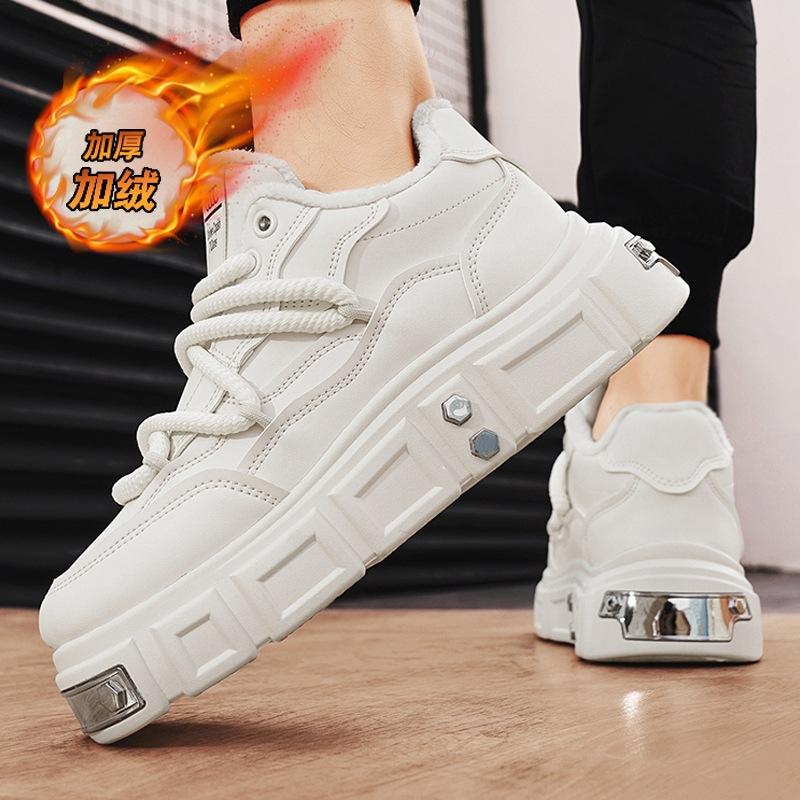 

Флисовая теплая мужская обувь зима 2024 новая спортивная обувь студенты-подростки платформа повседневная модная обувь мужская хлопковая обувь 44