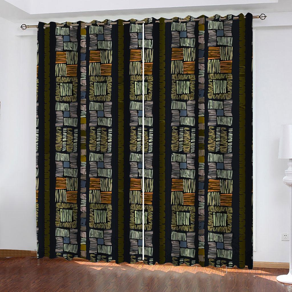 Ethnische Kunst Blume Digitaldruck 3D Muster Schattenvorhänge 2 Paneele Luxus Klassisch Wohnzimmer Schlafzimmer Fensterdekor Vorhänge