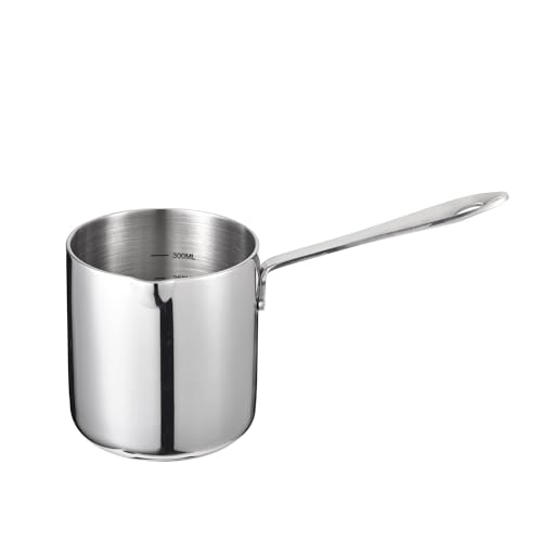 IMEEA Milk Pan, Single-Handed Pot, 18-10 Stainless Steel, Induction Compatible, Mini Milk Pan, Silver