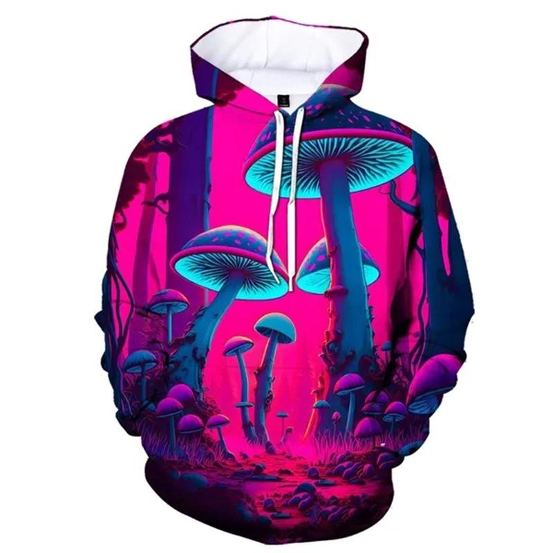 Plants Mushroom Hoodies Camo Funny 3D Print Men Women Hooded Sweatshirts Oversized Pullover Streetwear Kids Tops Unisex Clothing